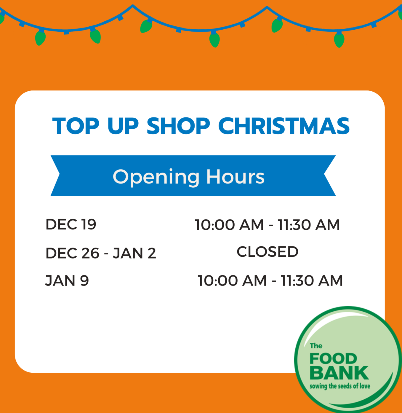Top Up Shop Christmas Opening Hours